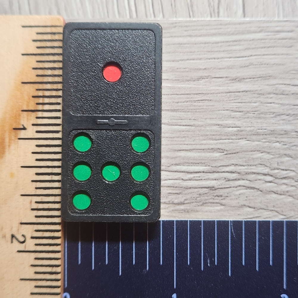 1:7 Vintage Whitman Replacement Domino Large Black Plastic Color Dots Dominoes